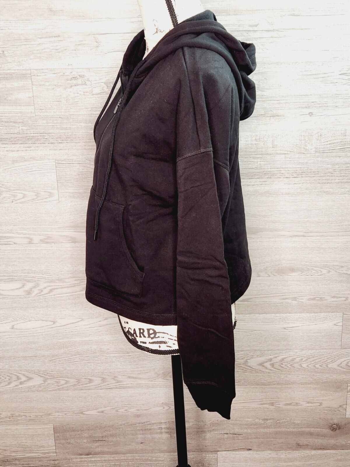 90 Degree by Reflex Women's Black Full Zip Long Sleeve Side Slit Crop Hoodie