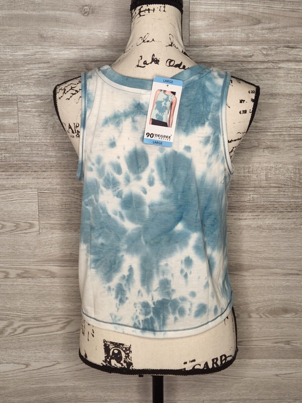 90 Degree by Reflex Women's Crevasse Teal Tie Dye Sleeveless Crop Tank Top