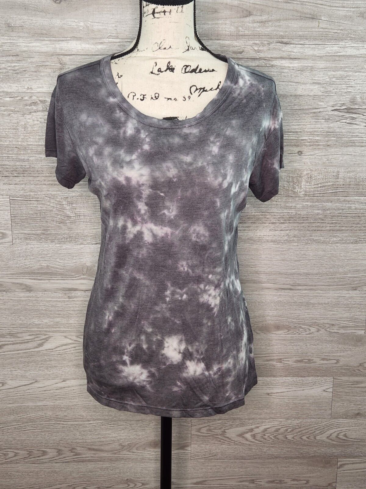 Member's Mark Women's Gray Luxe Tie Dye Soft Relaxed Fit Short Sleeve Tee