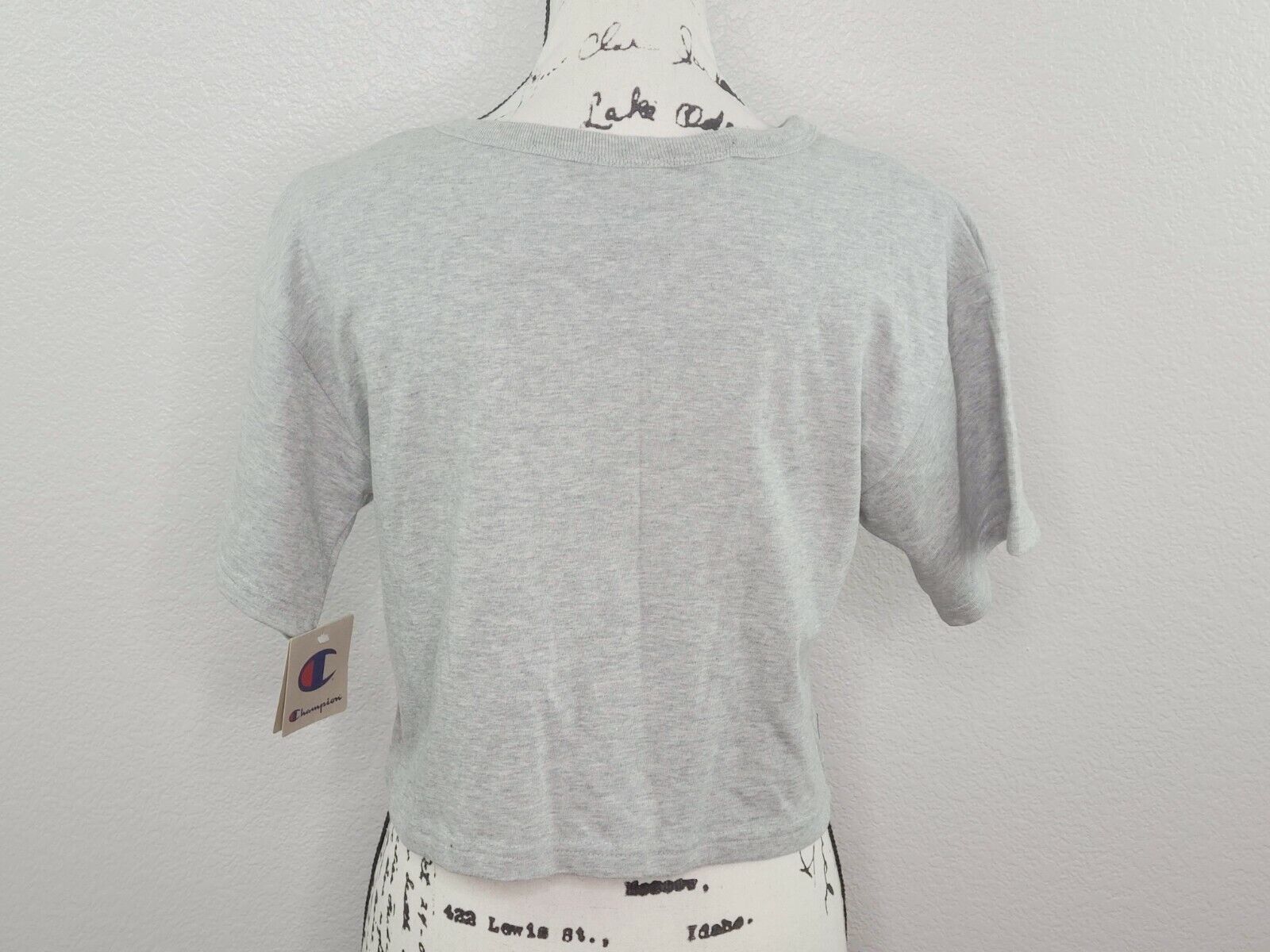 Champion Women's Gray White & Blue Short Sleeve Athletic Crop T-Shirt Size XS