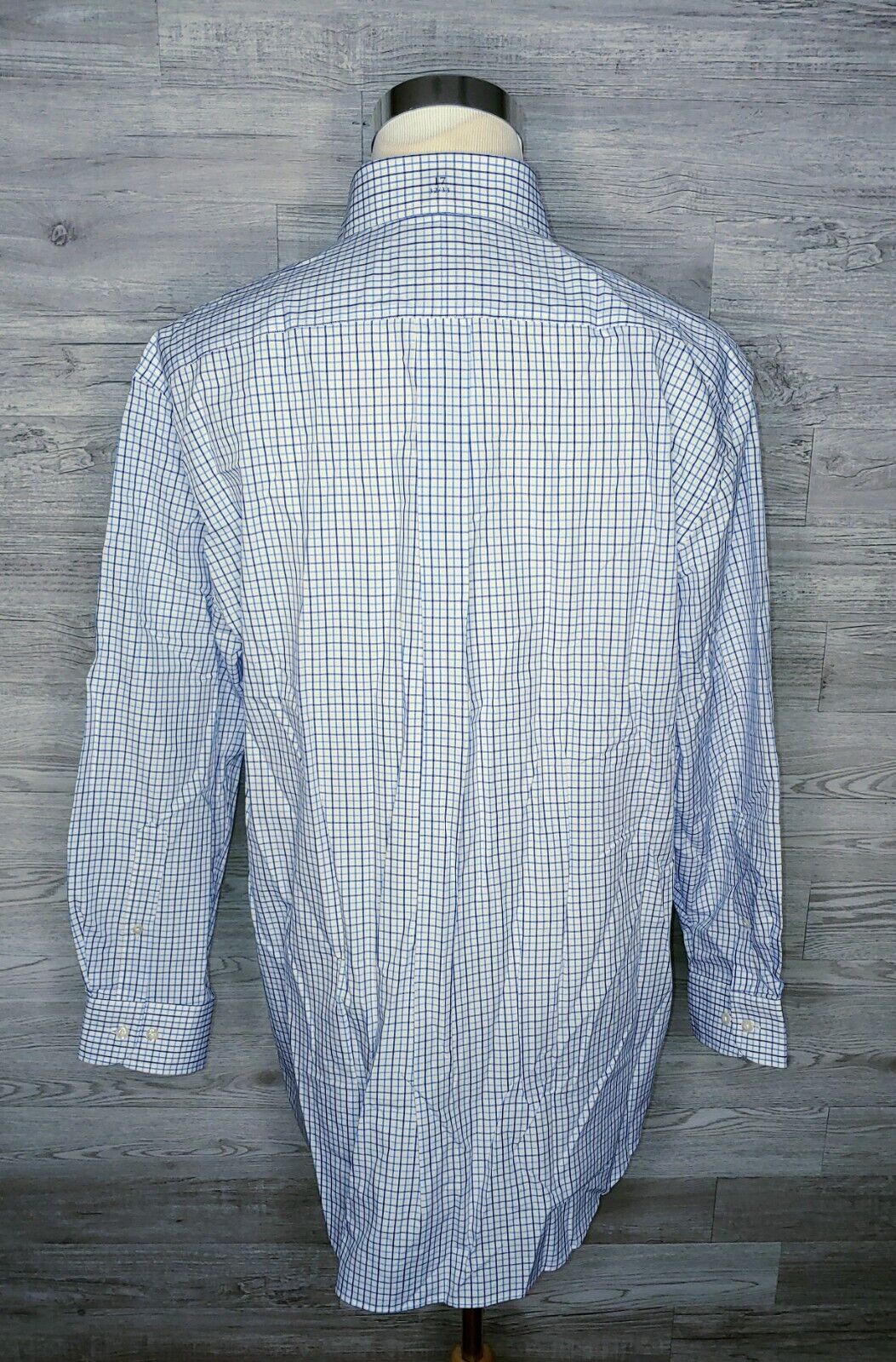 Kenneth Roberts Men's Platinum 80's 2 Ply Cotton Blue Plaid Dress Shirt Size 17 32/33