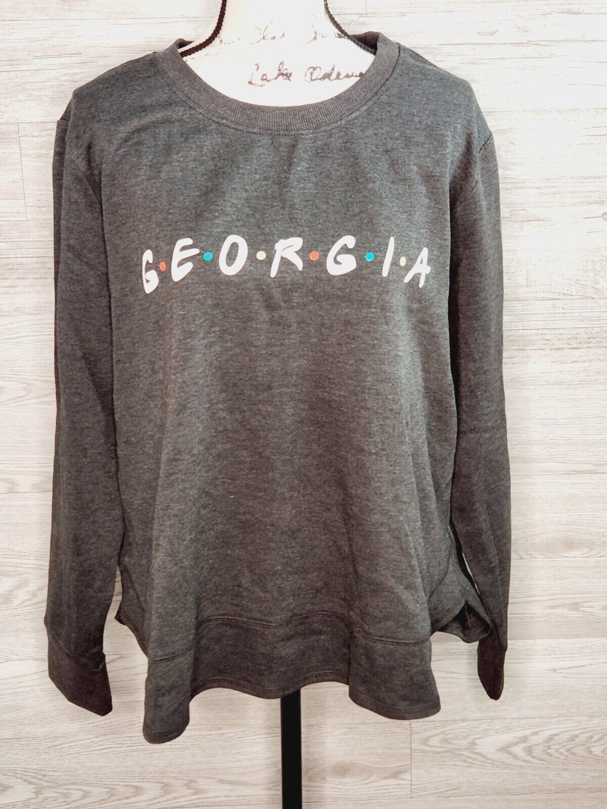 State of Mine Women's Gray & White Georgia Long Sleeve Sweatshirt Size XL