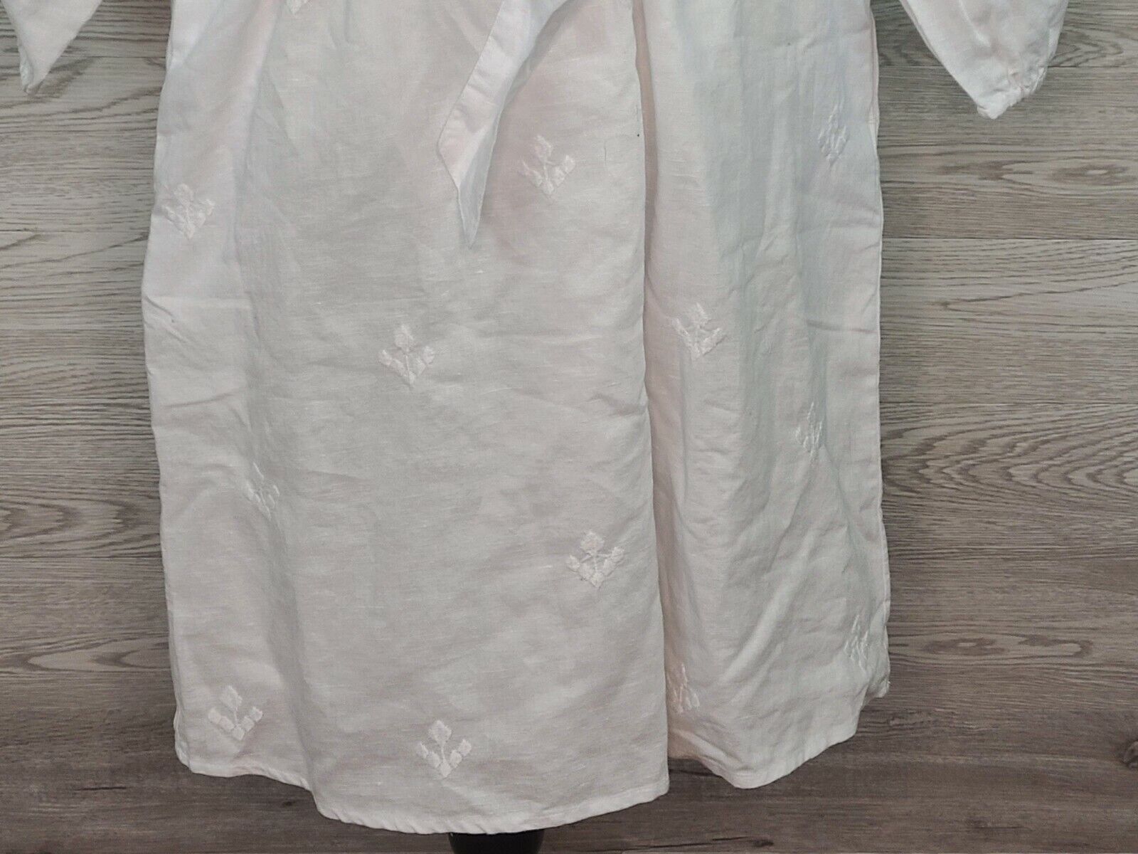 INC Women's Bright White Tassel Tie Neck Smocked Shift Dress Size Small