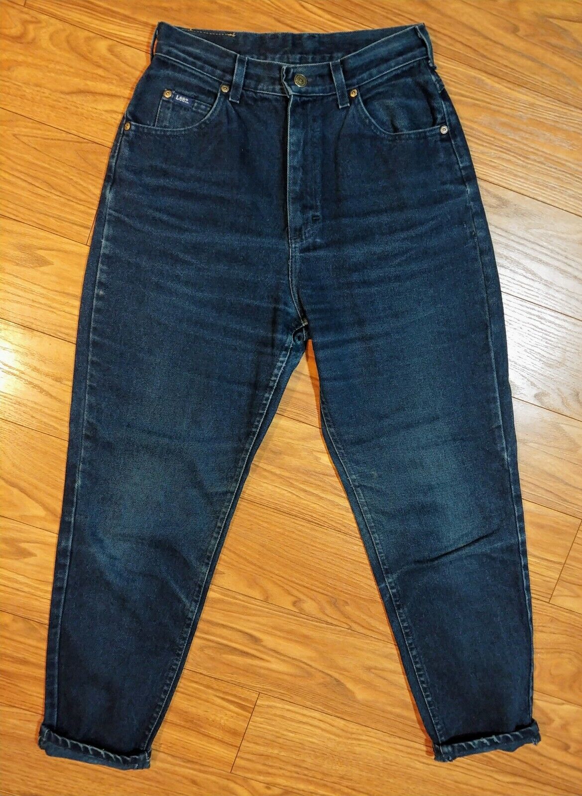 VINTAGE Preloved Lee Originals High Rise Distressed Dark Wash Mom Jeans Size 10