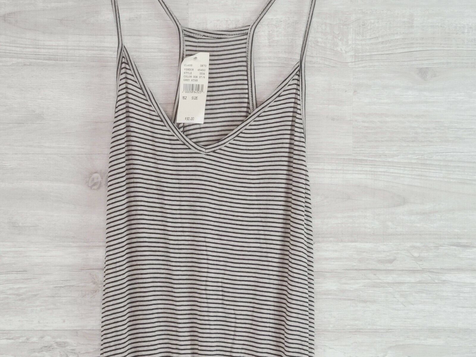 PacSun Women's Gray & Black Striped Thin Strap Dress Romper One Size