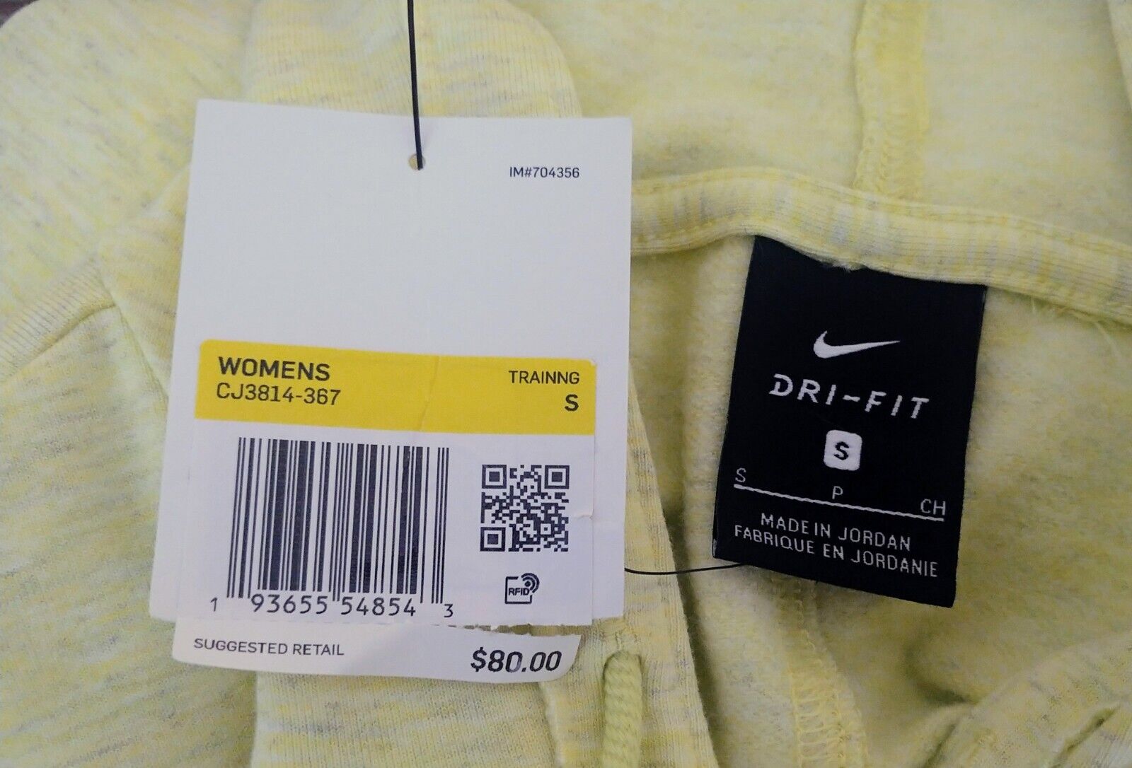 Nike Training Luxe Yoga Cropped Limelight Pullover Dri-Fit Hoodie Size Small