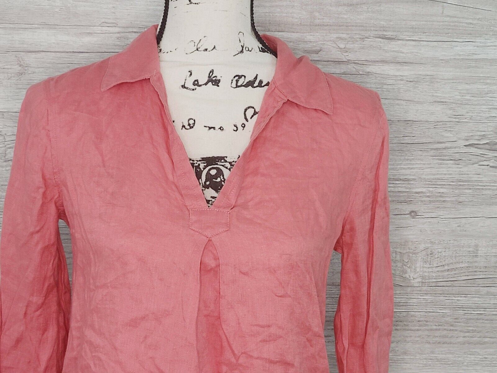 Vince Camuto Women's Tuberose Long Sleeve Linen V-Neck Blouse Top Size XXS