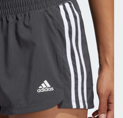 adidas Women's Pacer Aeroready Gray & White 3 Stripe Athletic Running Shorts