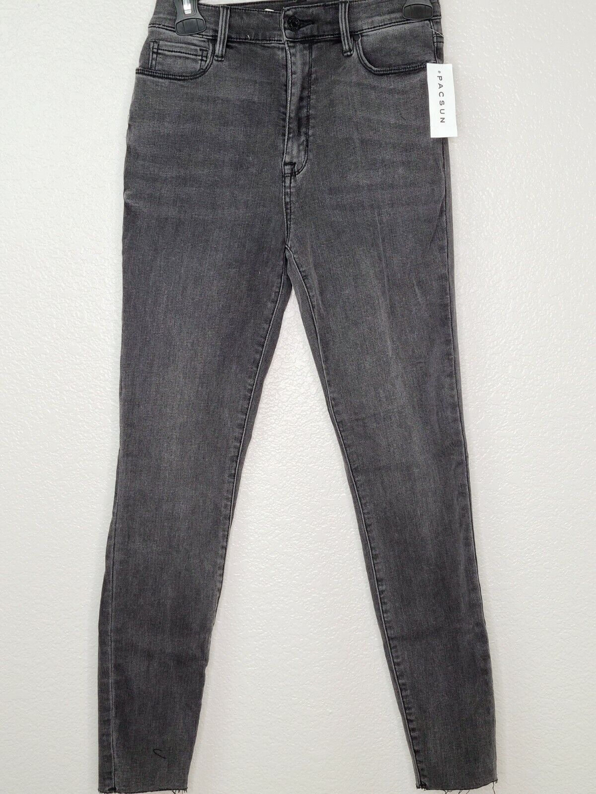 PacSun L.A. Women's Darkstone Black Super High Rise Frayed Hem Jegging