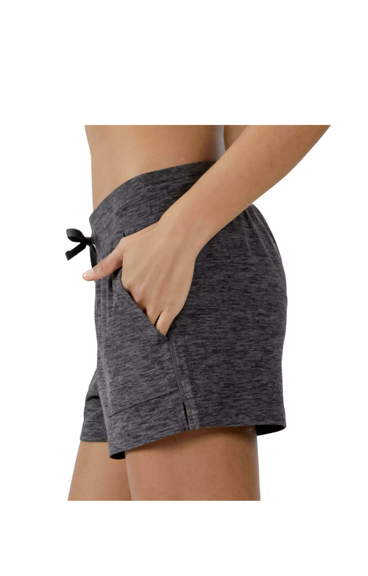 90 Degree Women's Heather Charcoal Soft Drawstring Casual Lounge Shorts