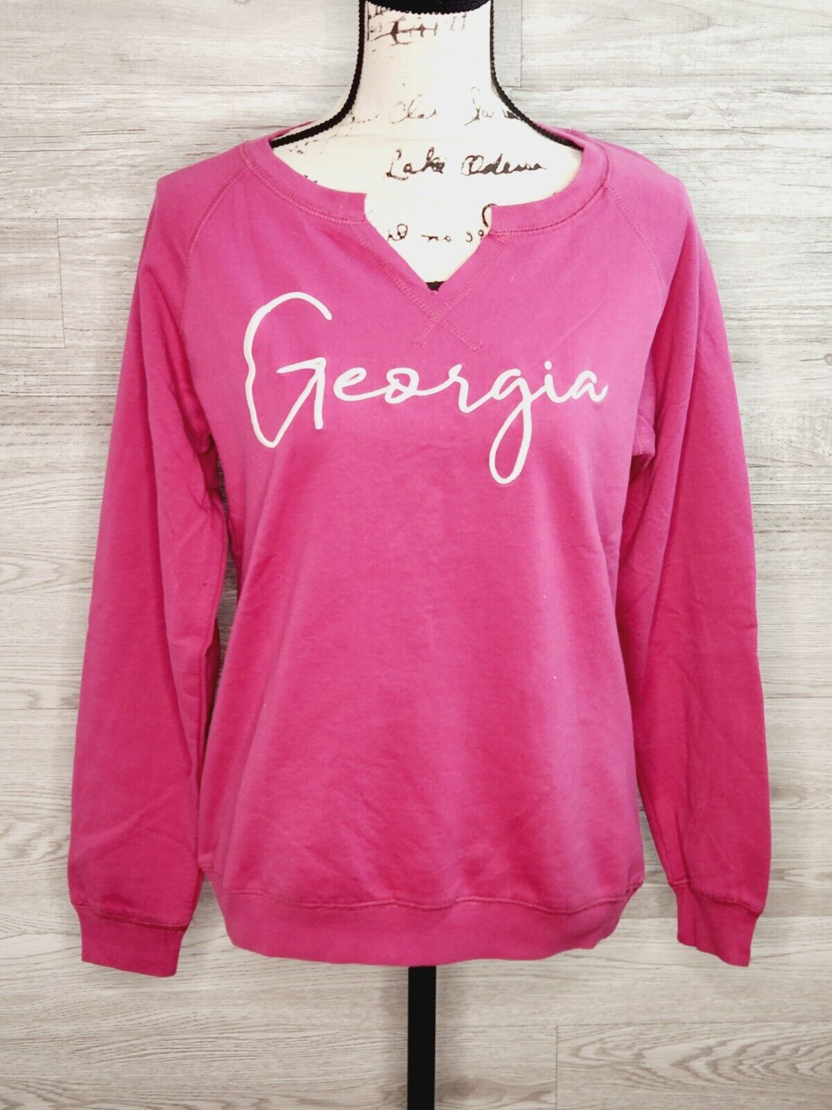 State of Mine Women's Mulberry & White Georgia Long Sleeve V-Neck Sweatshirt