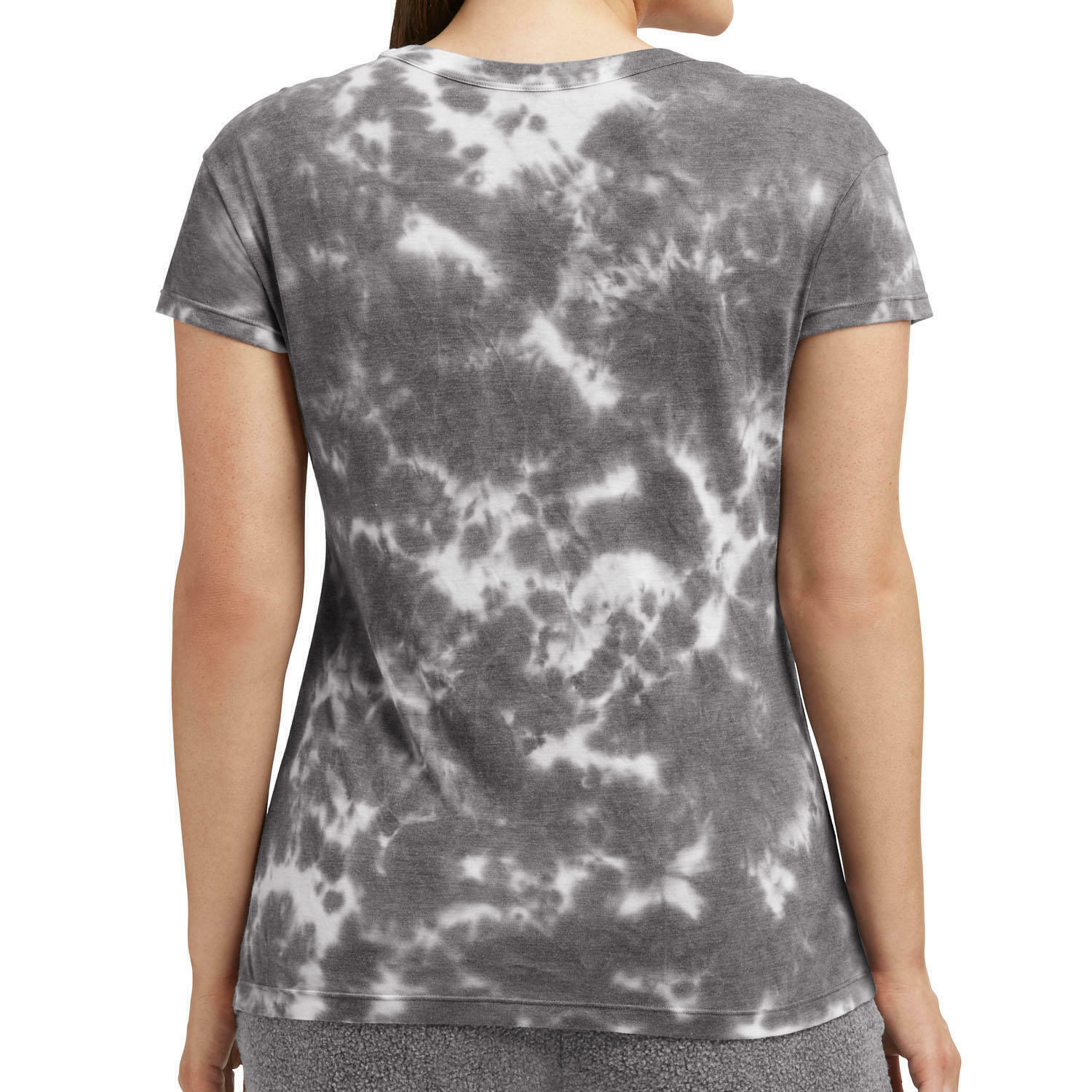 Member's Mark Women's Gray Luxe Tie Dye Soft Relaxed Fit Short Sleeve Tee