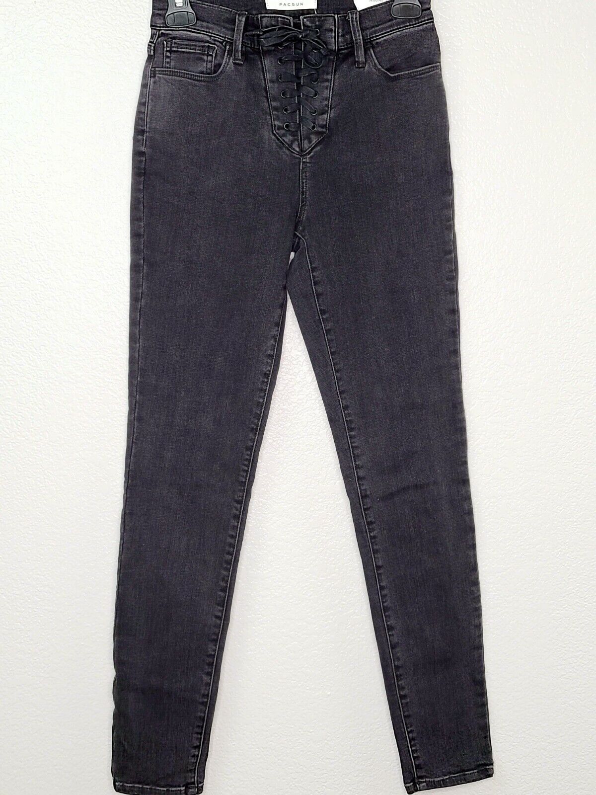 PacSun Women's Straddle Black Super High Rise Lace Up Front Jegging