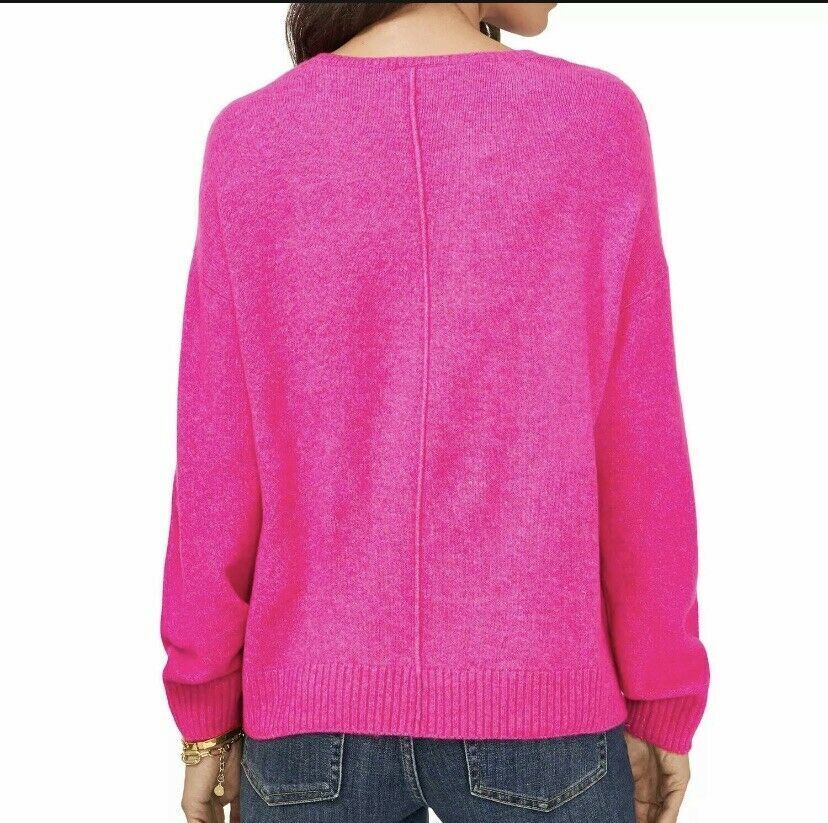 Vince Camuto Women's Paradox Pink Long Sleeve Lightweight V-Neck Sweater