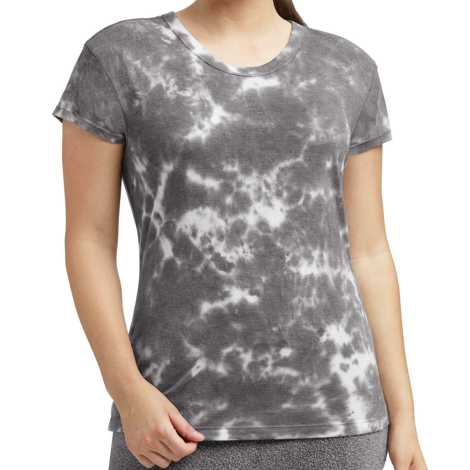 Member's Mark Women's Gray Luxe Tie Dye Soft Relaxed Fit Short Sleeve Tee