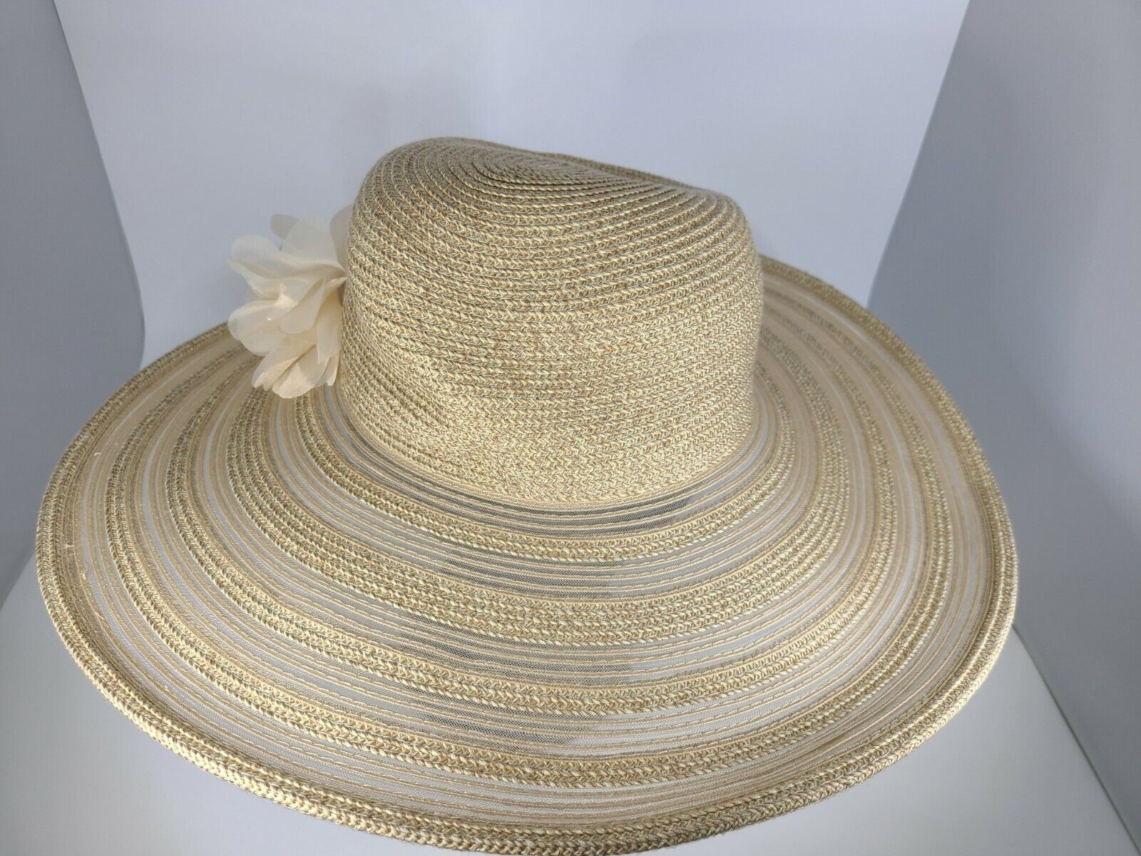 Nine West Women's Tan or Black Packable Flower Floppy Wide Brim Sunhat