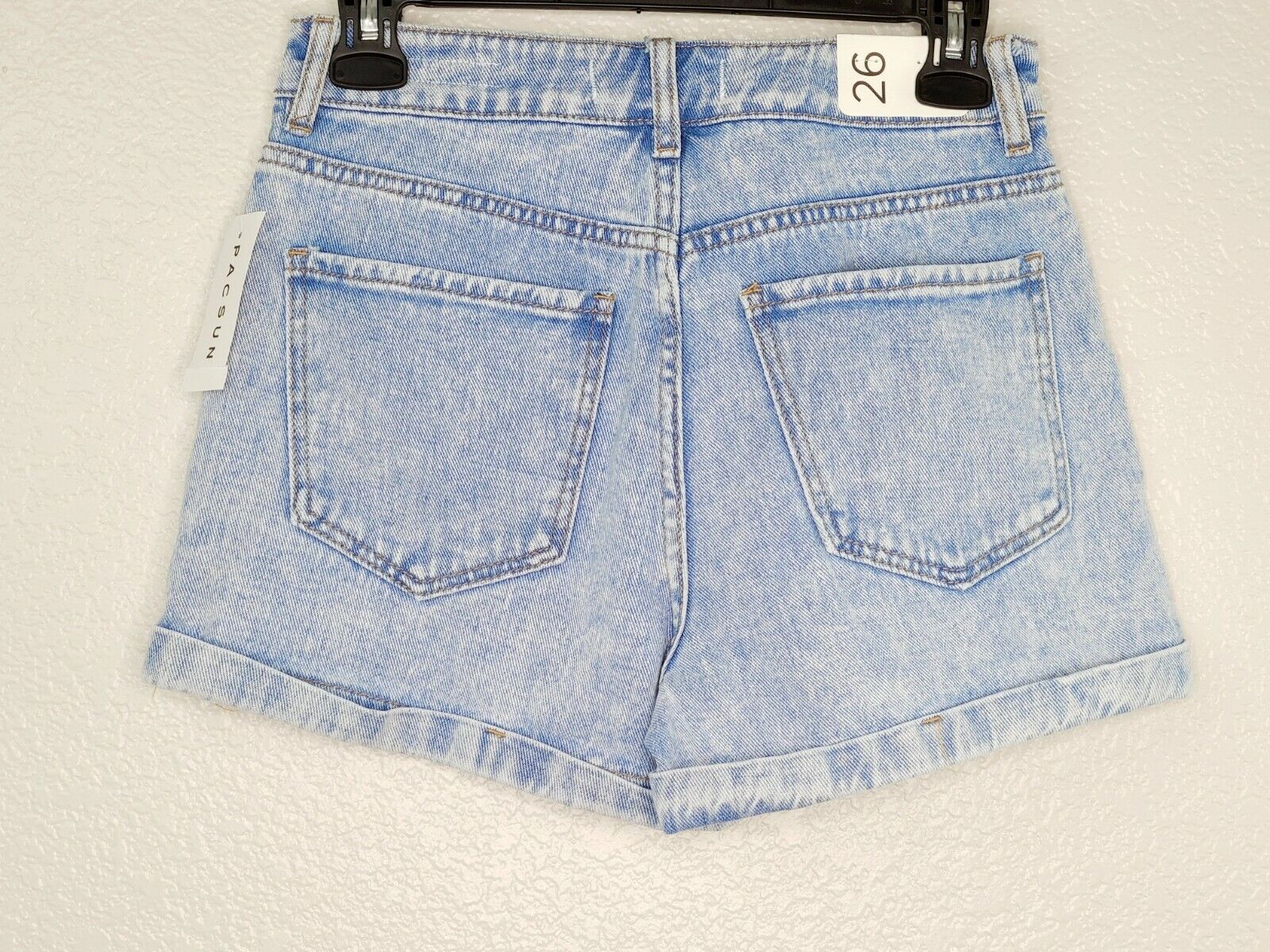 PacSun Los Angeles Women's Prism Blue Light Wash Cuffed Denim Mom Short 30