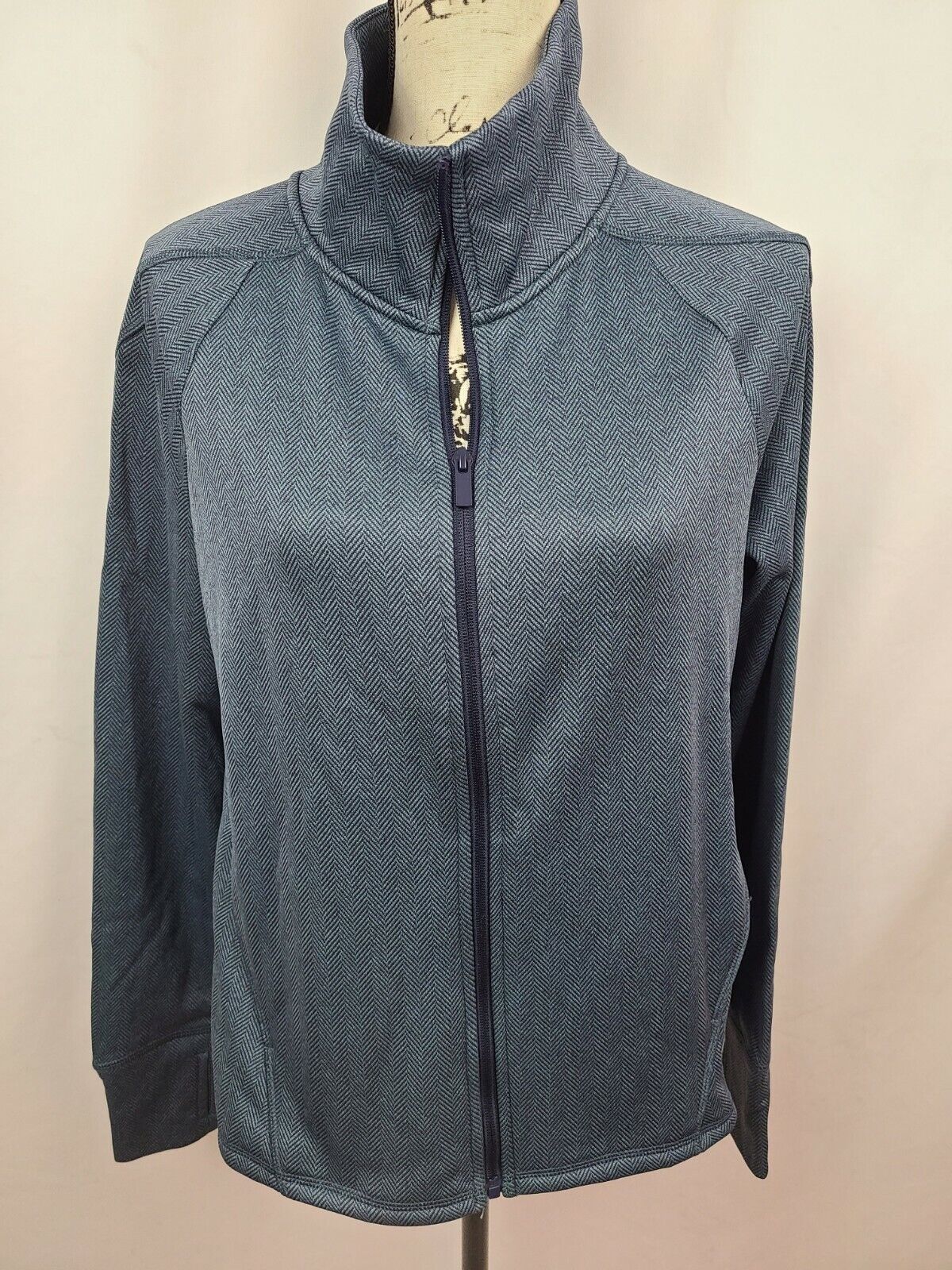 Champion C9 Women's Blue Herringbone Tech Fleece Full Zip Athletic Jacket