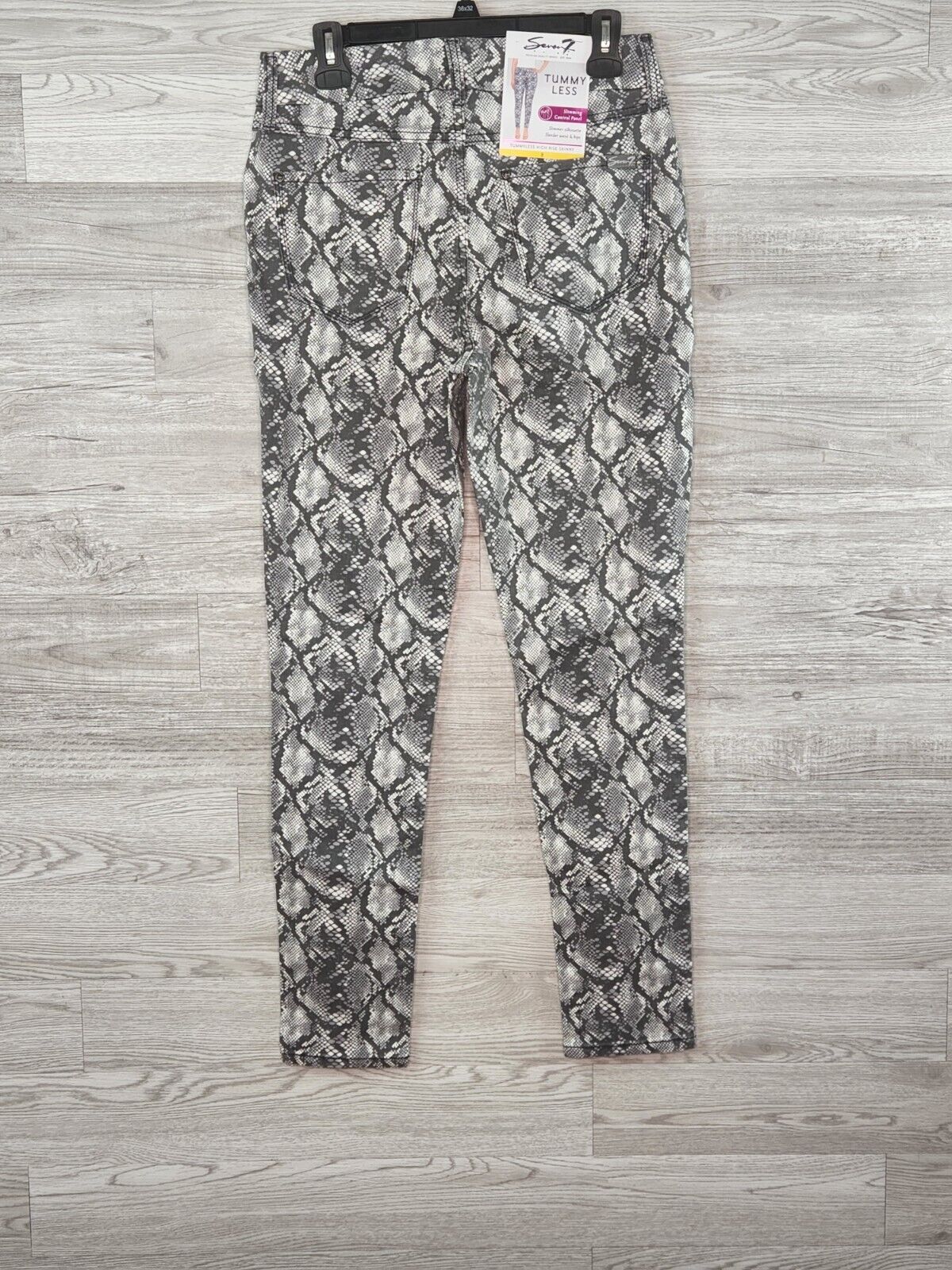 Seven 7 Women's Gray Snake Skin Print Tummyless High Rise Skinny Jeans