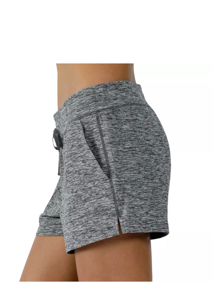 90 Degree Women's Heather Gray Soft Drawstring Casual Lounge Shorts