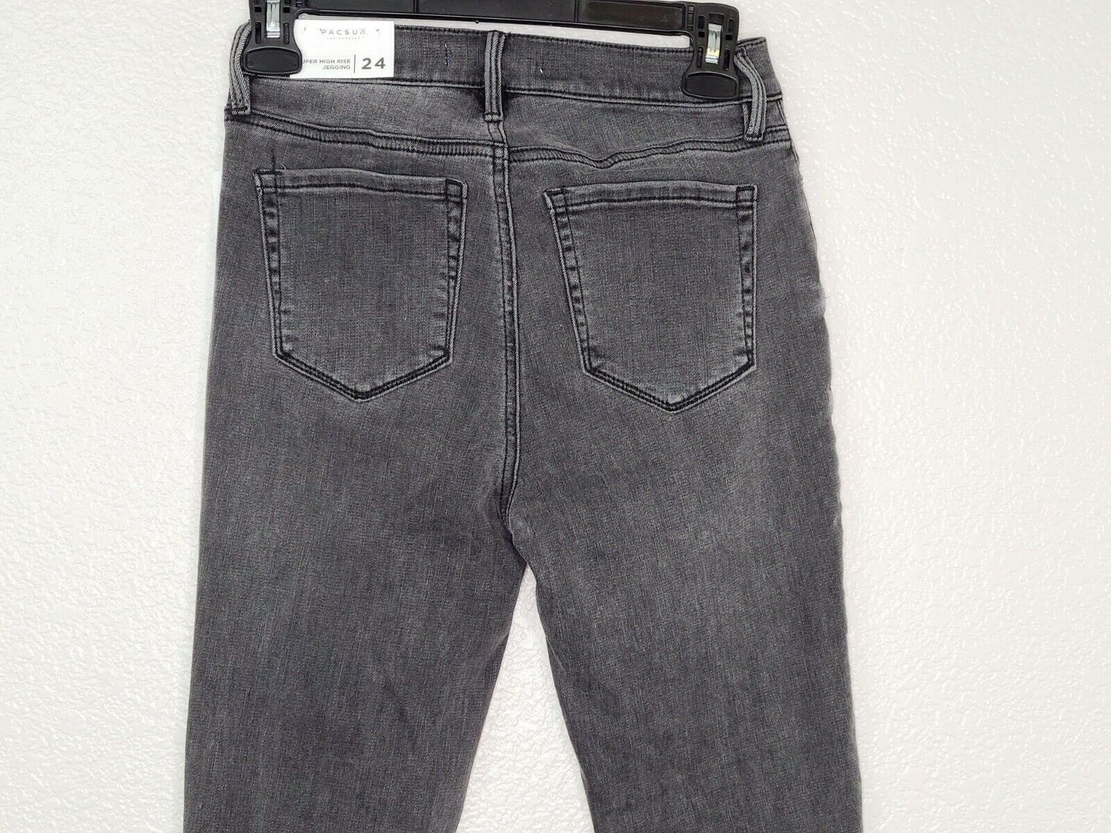 PacSun L.A. Women's Darkstone Black Super High Rise Frayed Hem Jegging