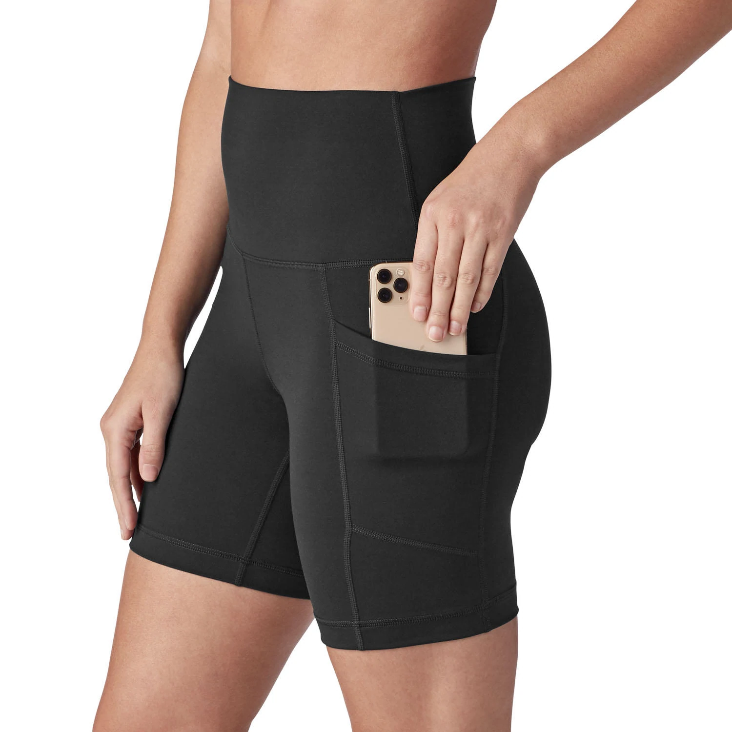 Member's Mark Women's Black High Waist with Side Pockets Stretch Bike Short