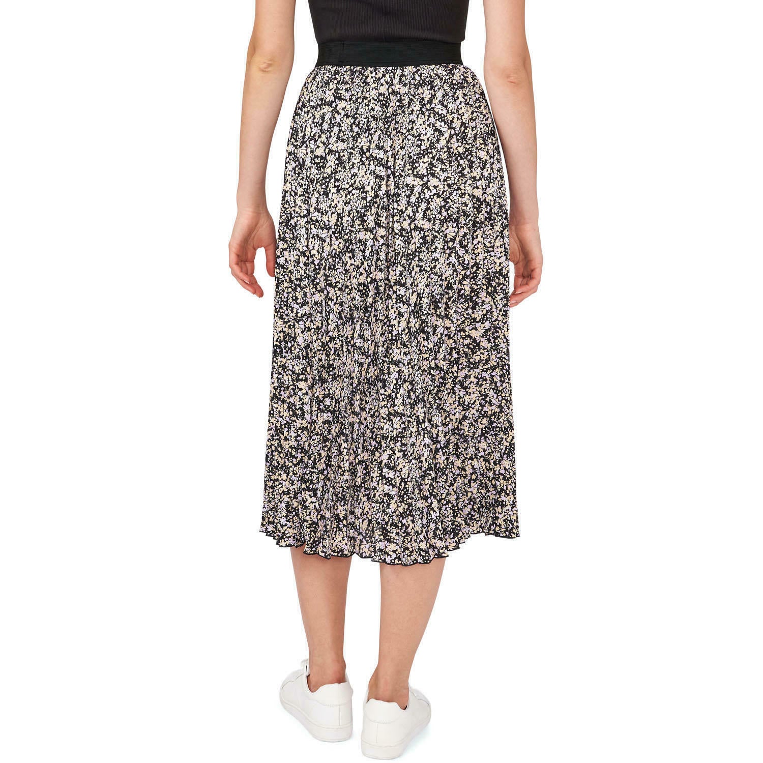 Vince Camuto Women's Multicolor Floral Pattern Pleated Elastic Waist Skirt