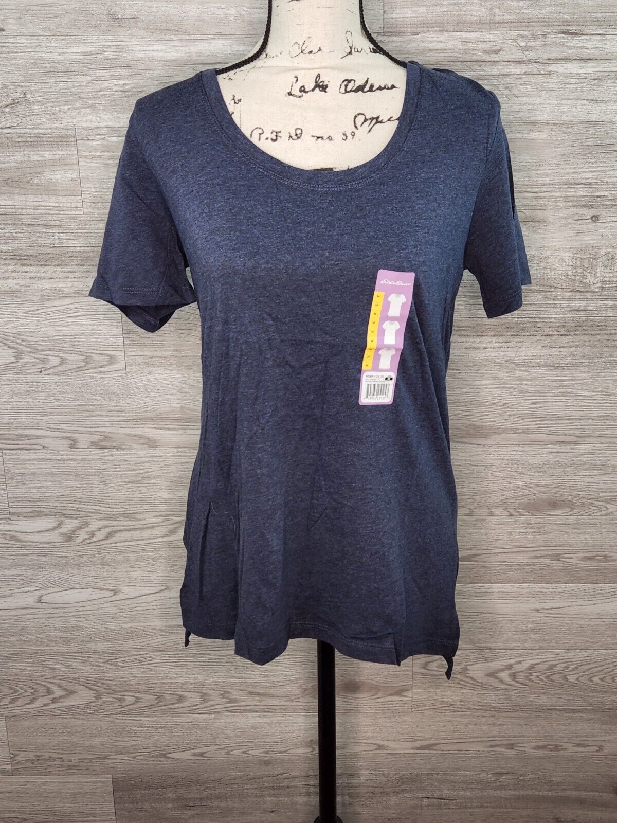 Eddie Bauer Women's Heather Midnight Navy Short Sleeve Scoop Neck Casual Tee