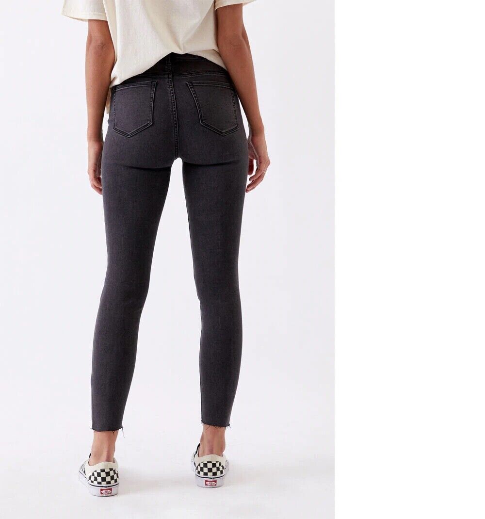 PacSun L.A. Women's Darkstone Black Super High Rise Frayed Hem Jegging