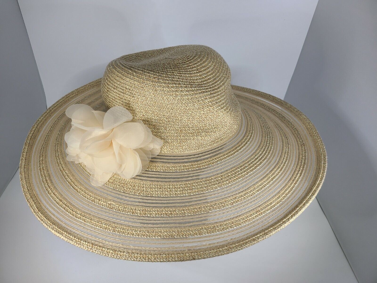 Nine West Women's Tan or Black Packable Flower Floppy Wide Brim Sunhat