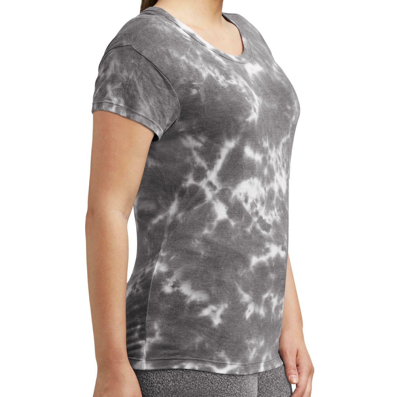 Member's Mark Women's Gray Luxe Tie Dye Soft Relaxed Fit Short Sleeve Tee