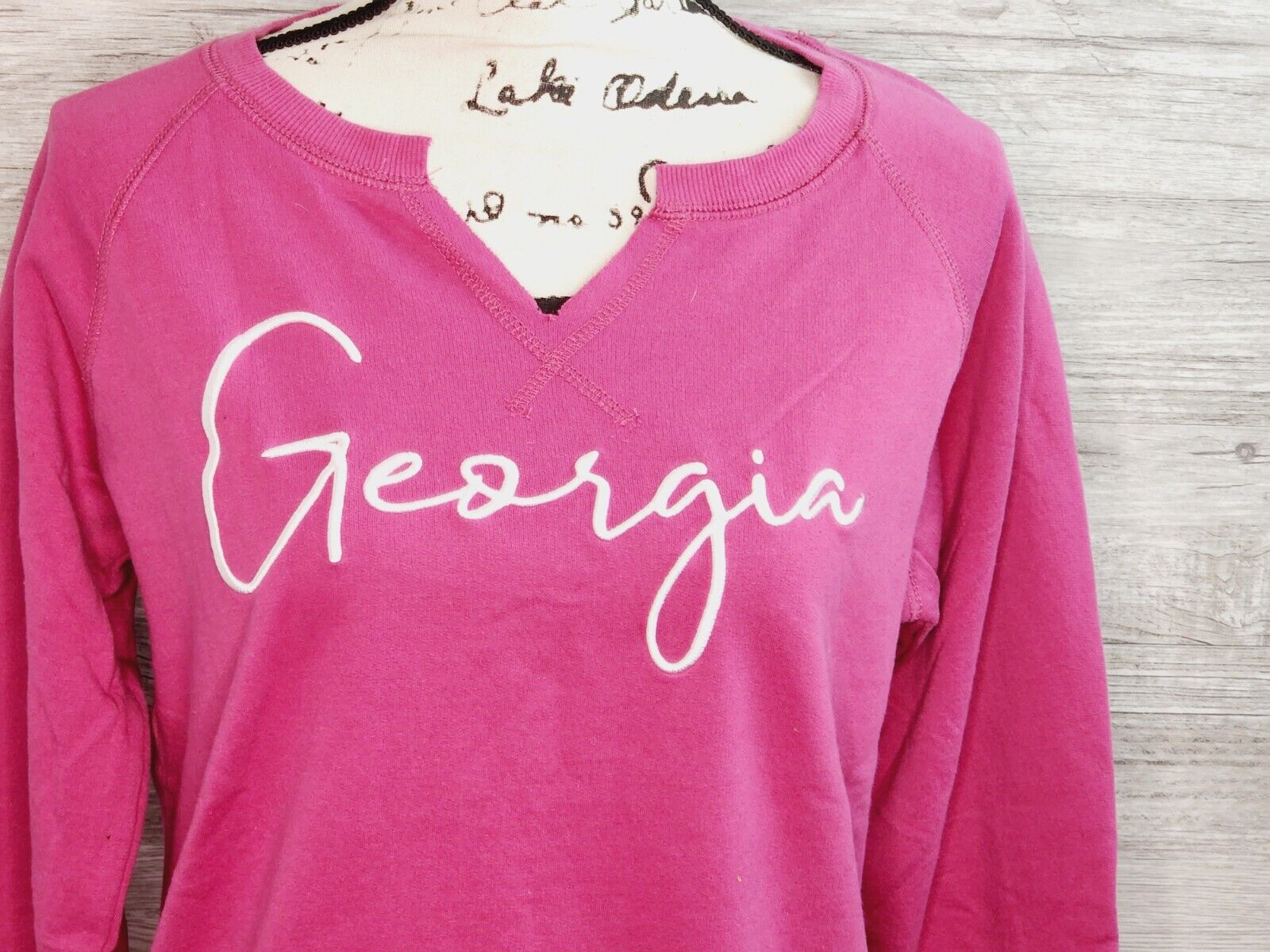 State of Mine Women's Mulberry & White Georgia Long Sleeve V-Neck Sweatshirt