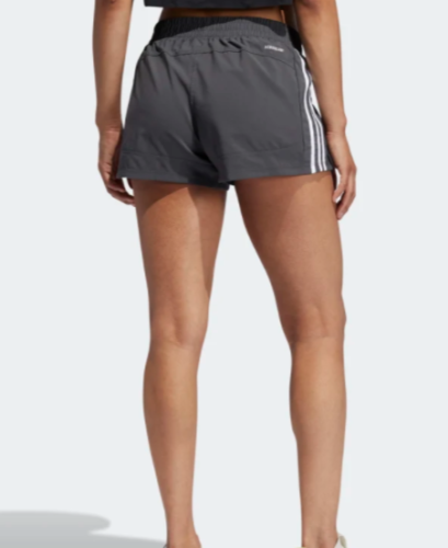 adidas Women's Pacer Aeroready Gray & White 3 Stripe Athletic Running Shorts