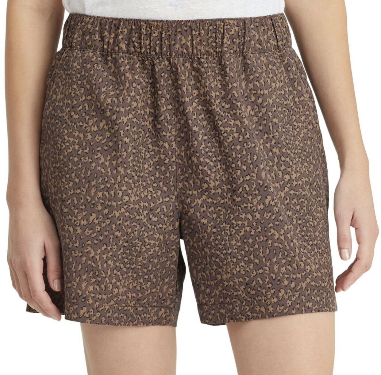 Social Standard Women's Boardwalk Racing Leopard Taupe Soft Pull On Short