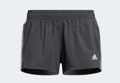 adidas Women's Pacer Aeroready Gray & White 3 Stripe Athletic Running Shorts