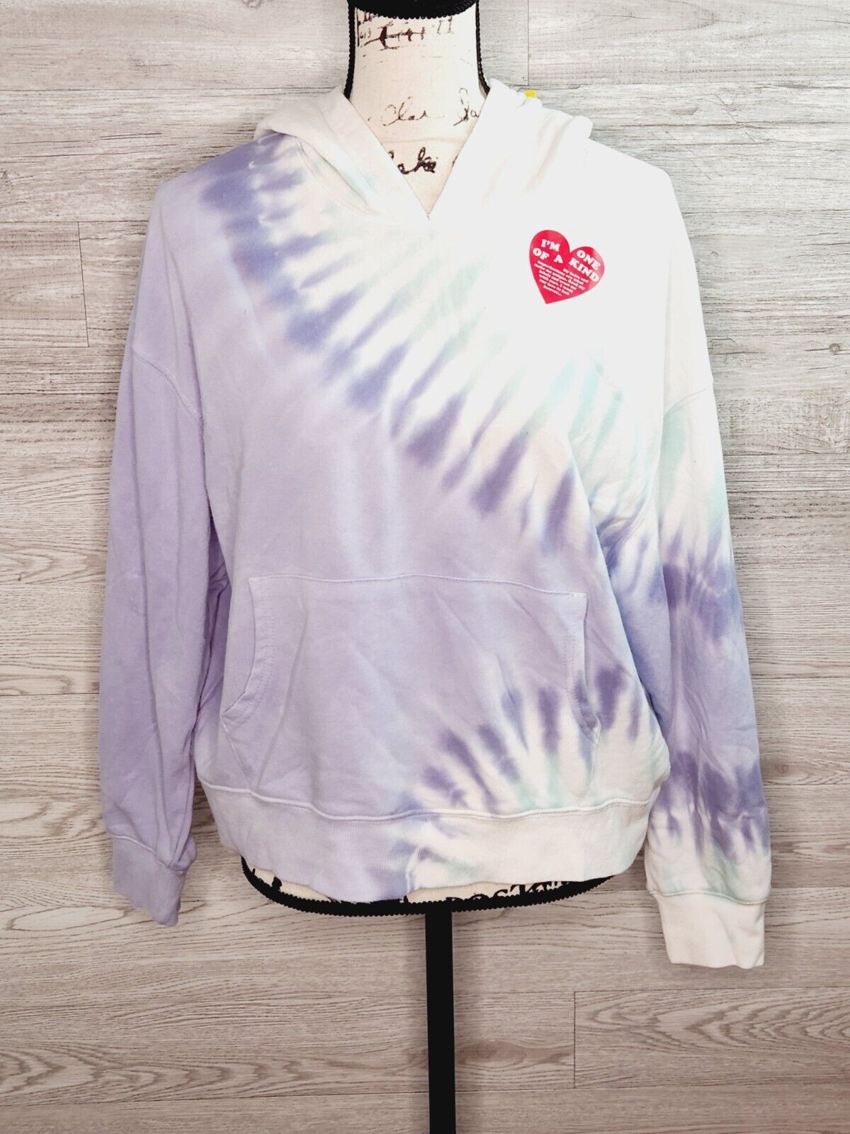 Wildfox Peri Shibori Womens Multicolor Long Sleeve Tie-Dye Hoodie Sweatshirt