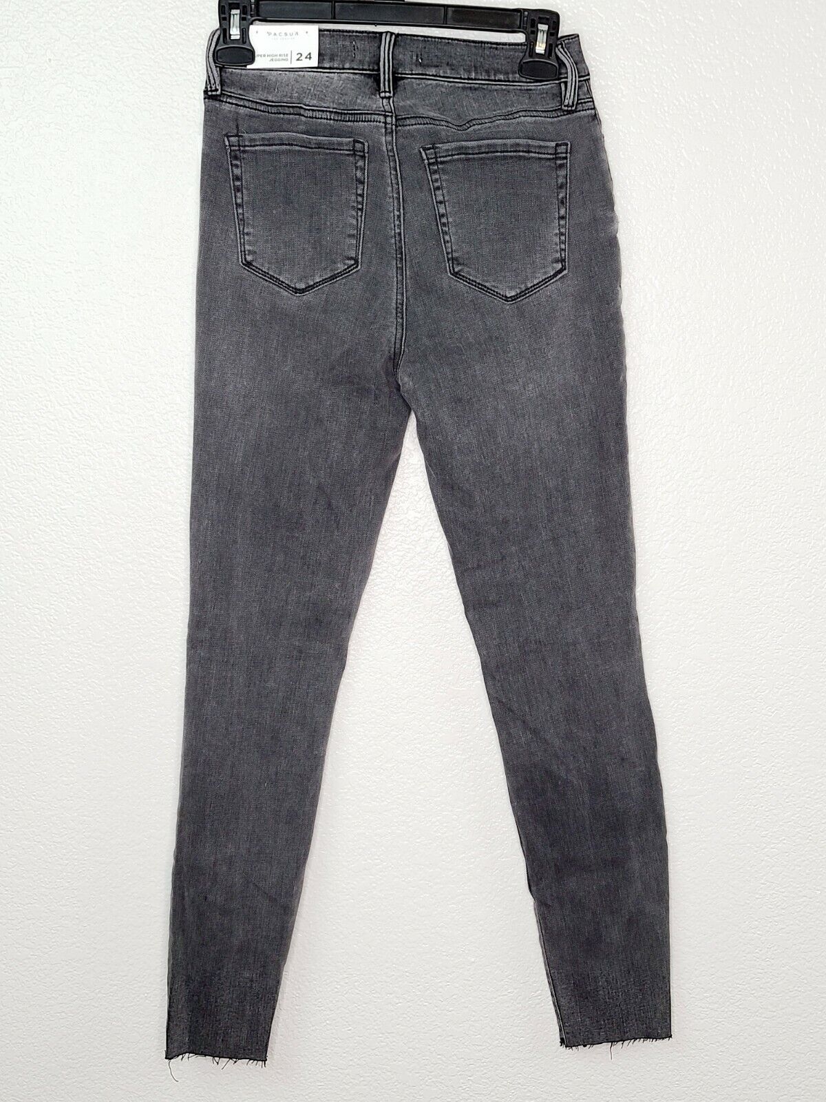 PacSun L.A. Women's Darkstone Black Super High Rise Frayed Hem Jegging