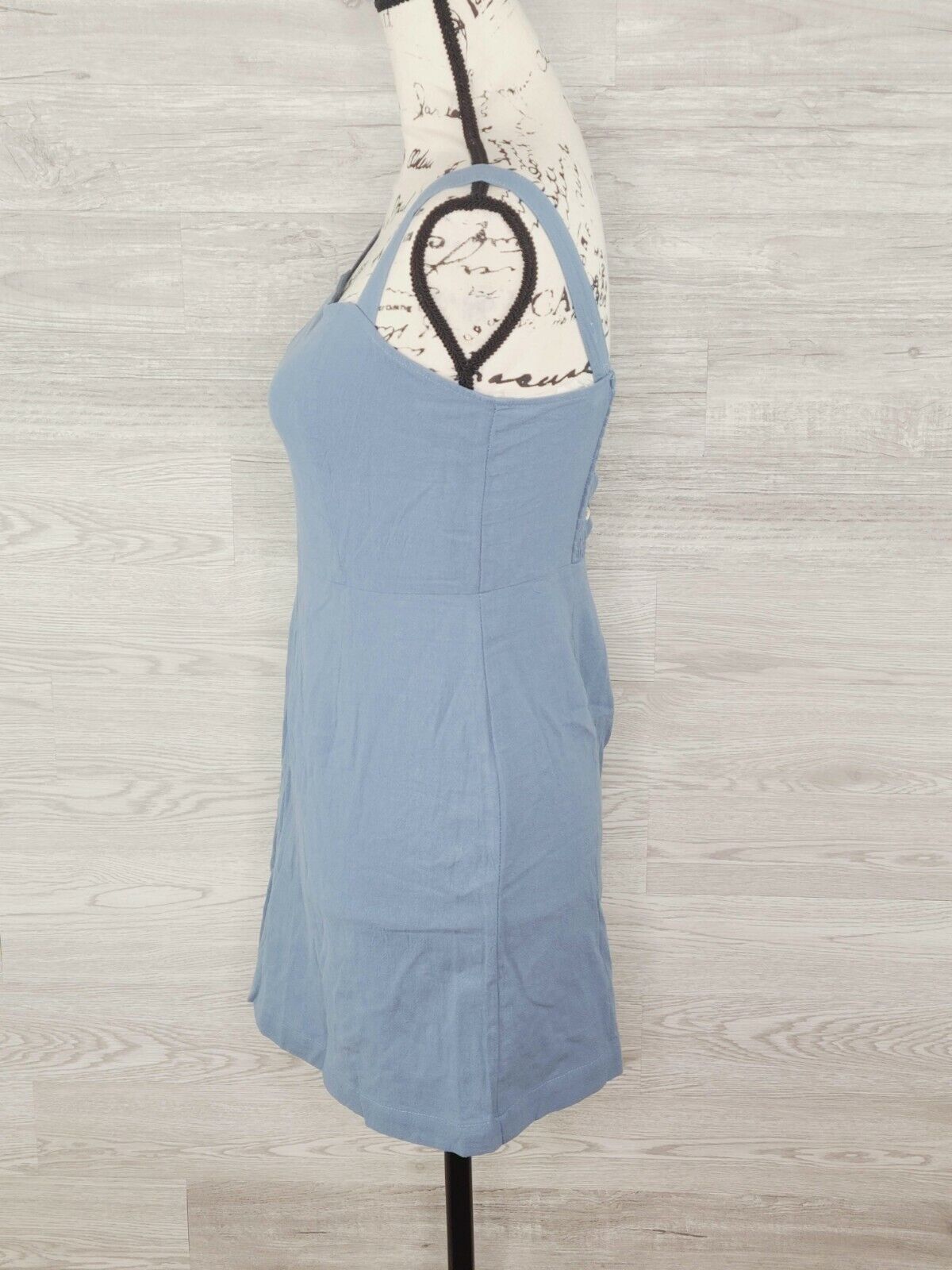 Me To We PacSun Women's Blue Linen Button Back Shift Dress