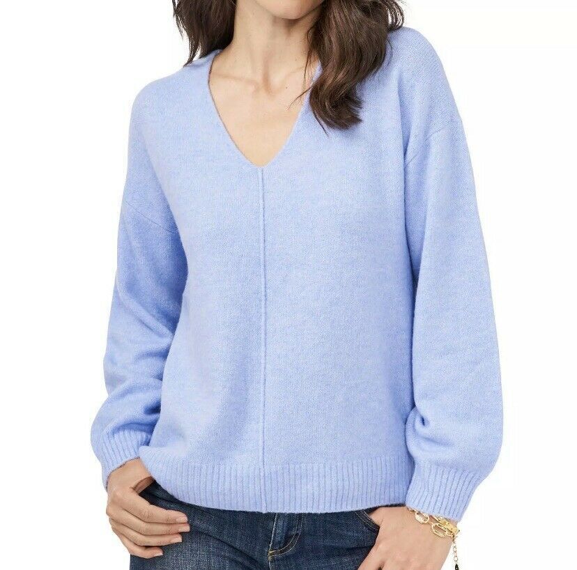 Vince Camuto Women's Marine Blue Long Sleeve Lightweight V-Neck Sweater