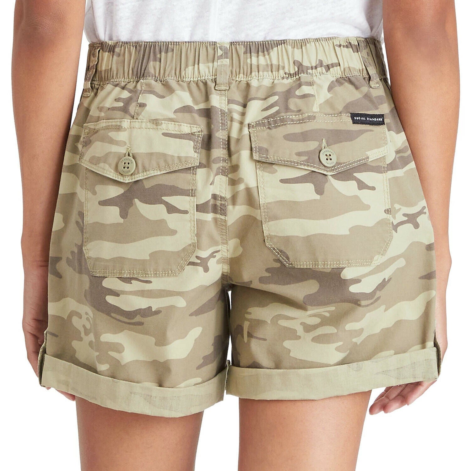 Social Standard Women's Hero Cadet Camo Mid-Rise Relaxed Fit Utility Short