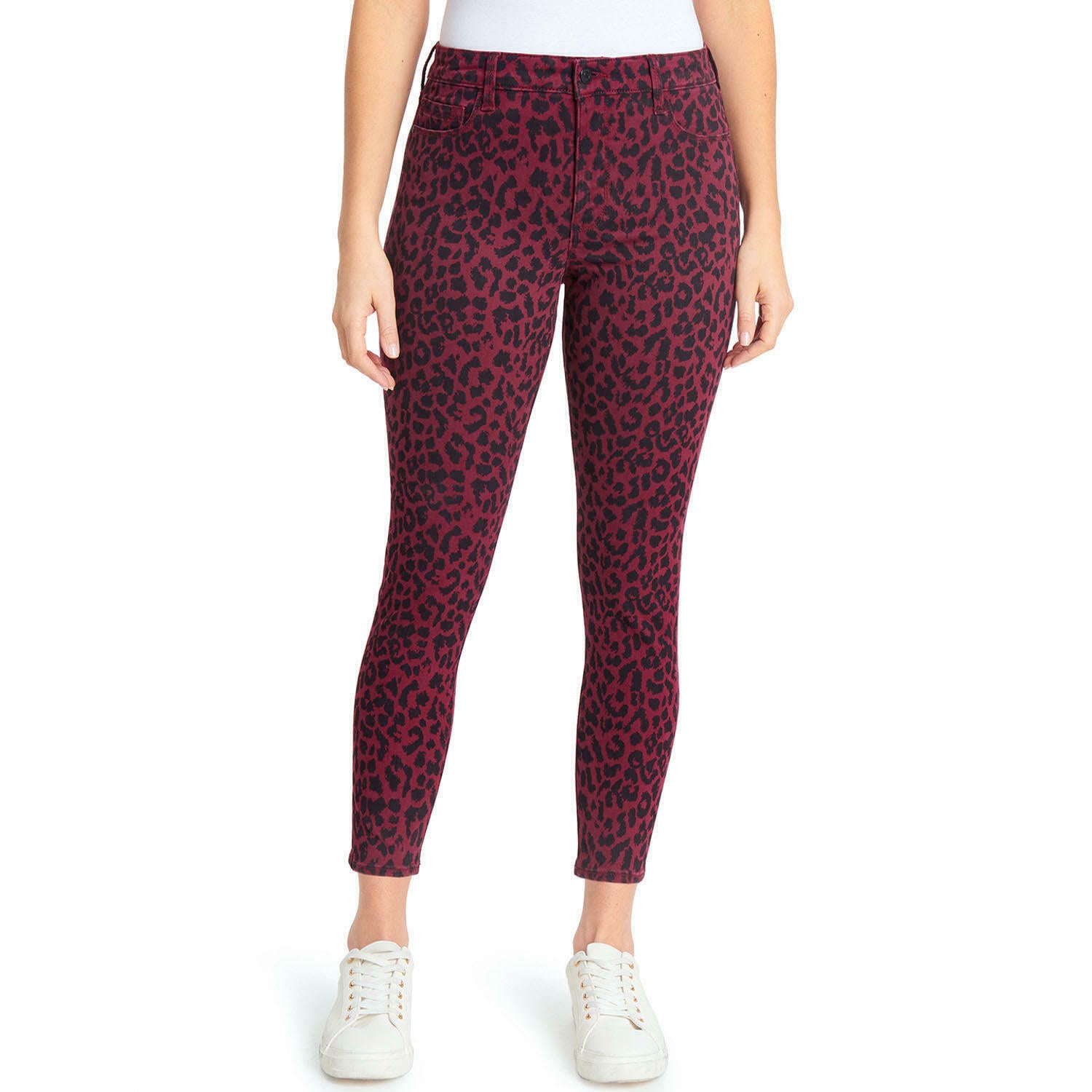 Social Standard by Sanctuary Women's Red Cheetah Mid-Rise Ankle Skinny Jeans