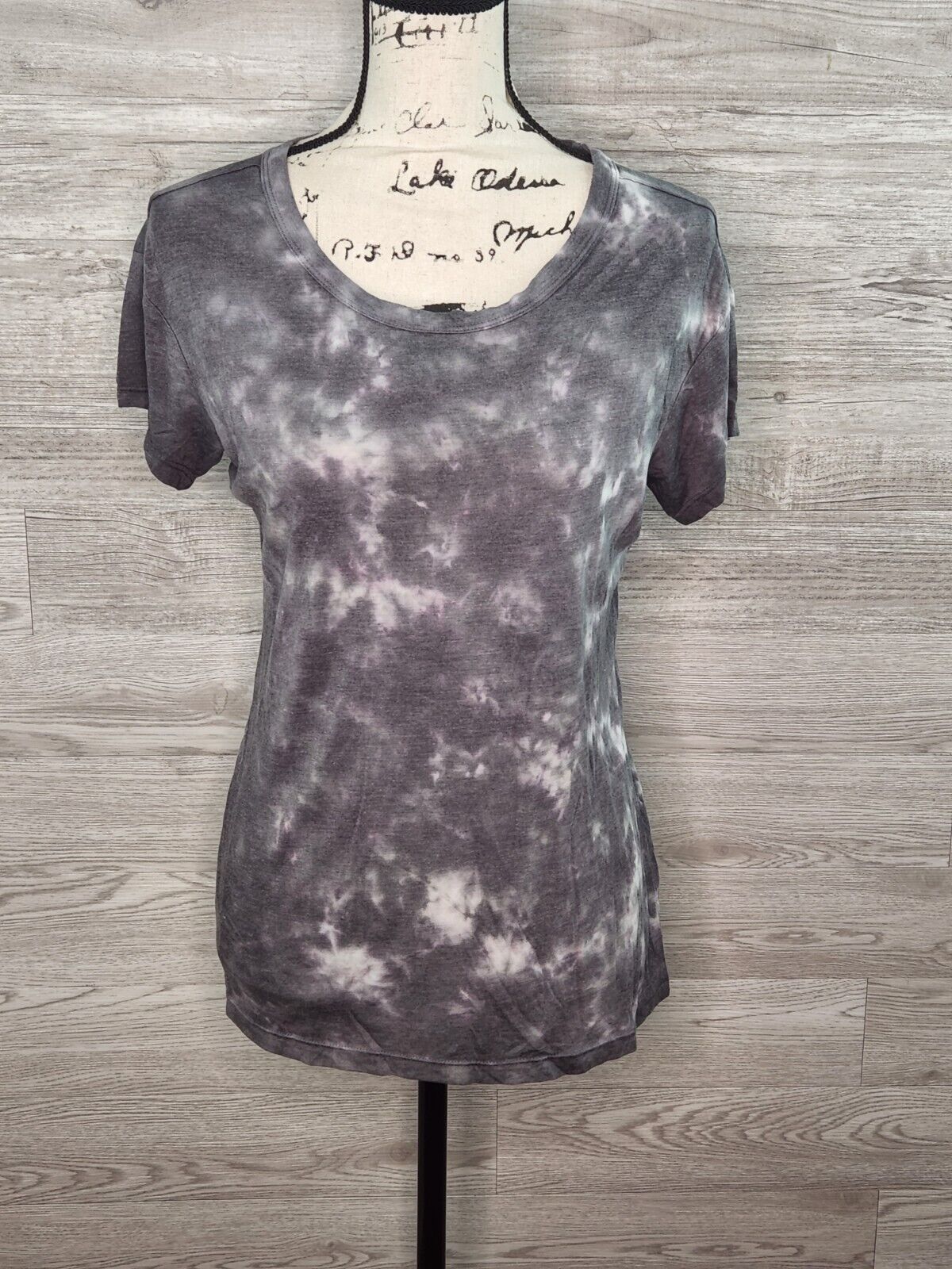 Member's Mark Women's Gray Luxe Tie Dye Soft Relaxed Fit Short Sleeve Tee