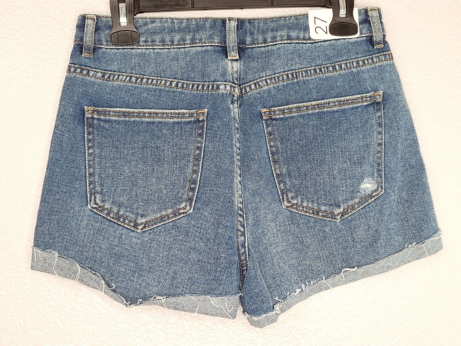 PacSun Los Angeles Women's Ripped Blue Distressed Cuffed Denim Mom Short