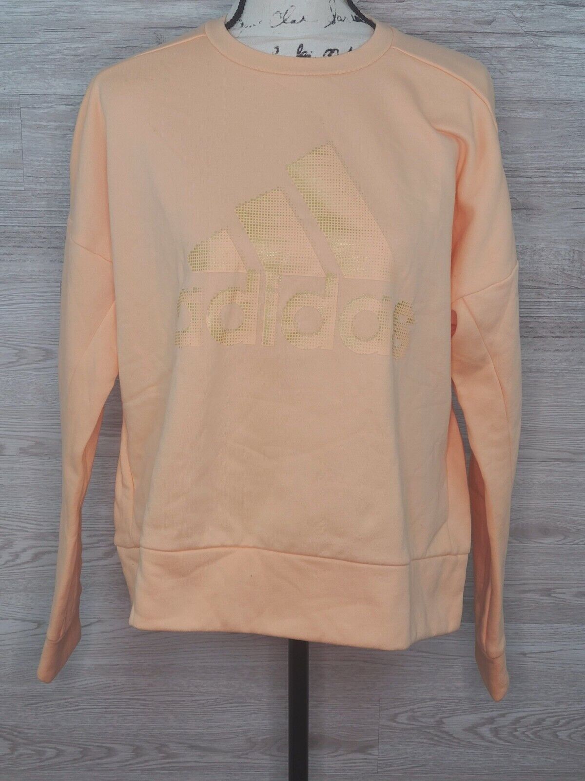 Adidas Women's ID Glam Sweat Peach & Gold Crew Neck Athletic Sweatshirt