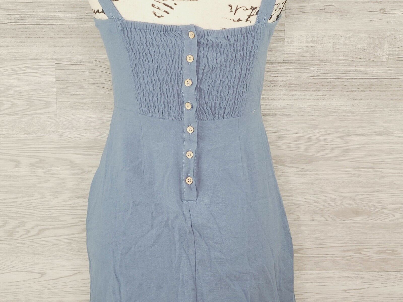 Me To We PacSun Women's Blue Linen Button Back Shift Dress