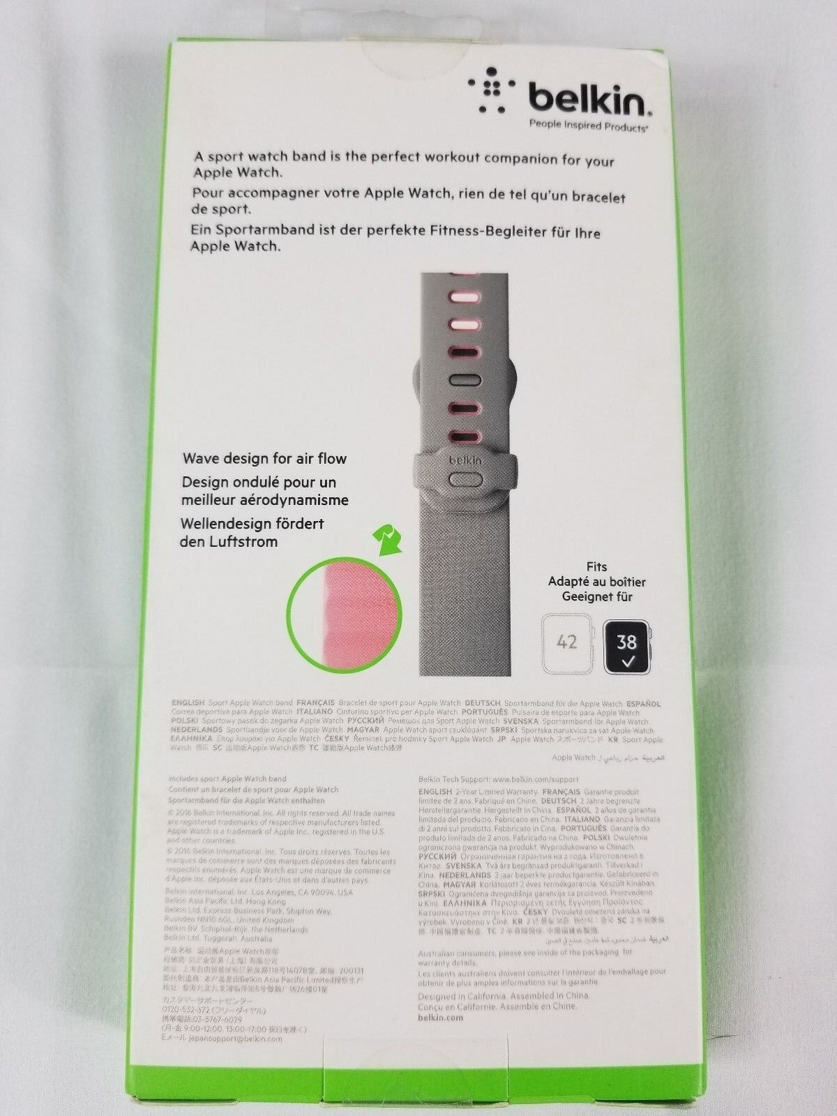 Belkin Sport Band Pink Armband for Apple Watch 38mm