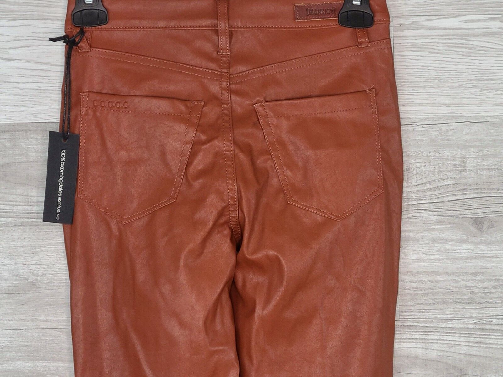 Blank NYC Women's Cognac Brown Button Fly Faux Leather Skinny Pants Size 24