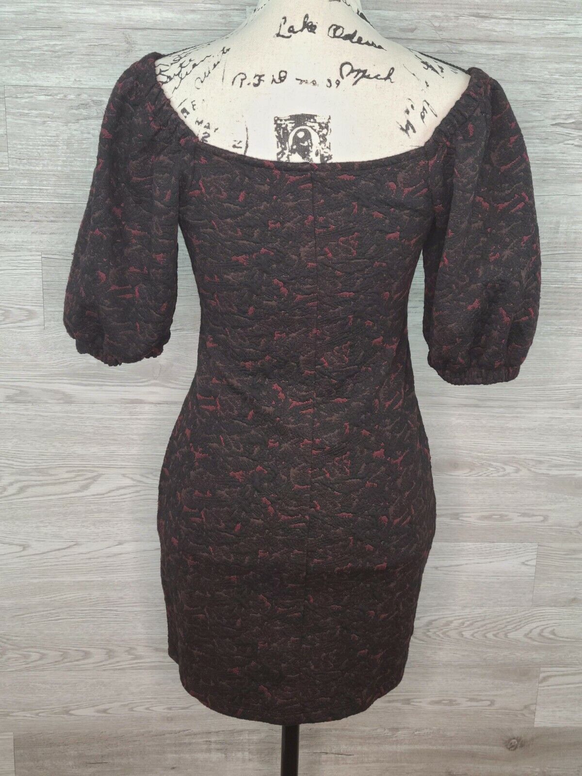 Free People Women's Black & Red Cold Shoulder Puff Sleeve Babydoll Dress Size XS