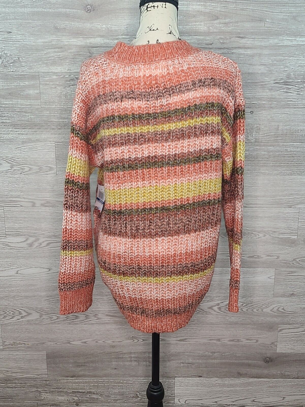 Ultra Flirt Women's Striped Chunky Knit Space Dye Tunic Sweater Size Medium