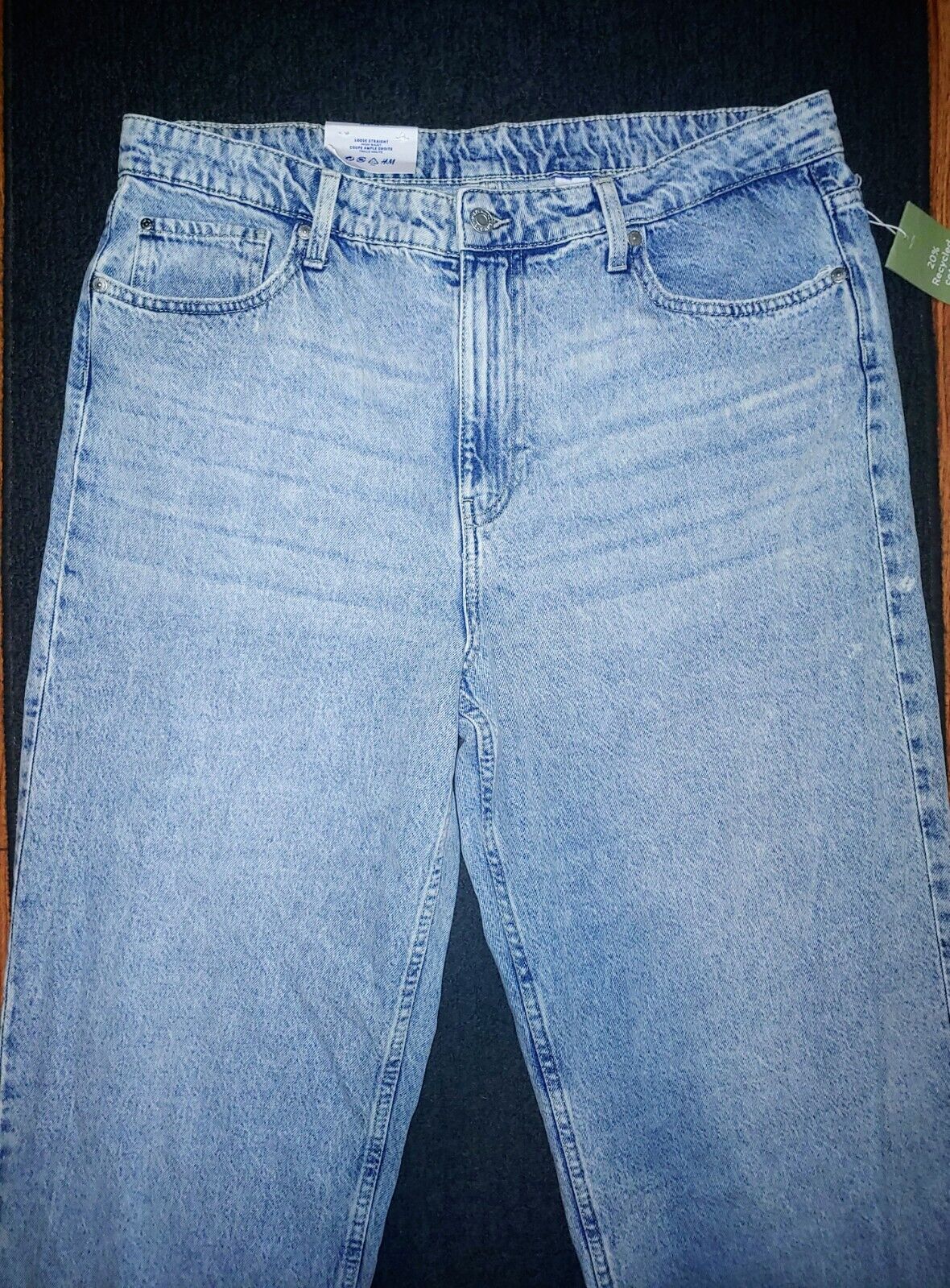 &denim by H&M Loose Straight Fit, Recycled 100% Cotton Jeans Size 16